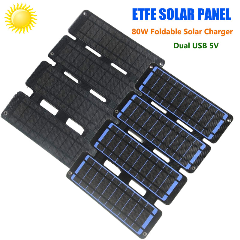 Outdoor Usb Power Bank - Foldable Solar Panel 80W ETFE USB