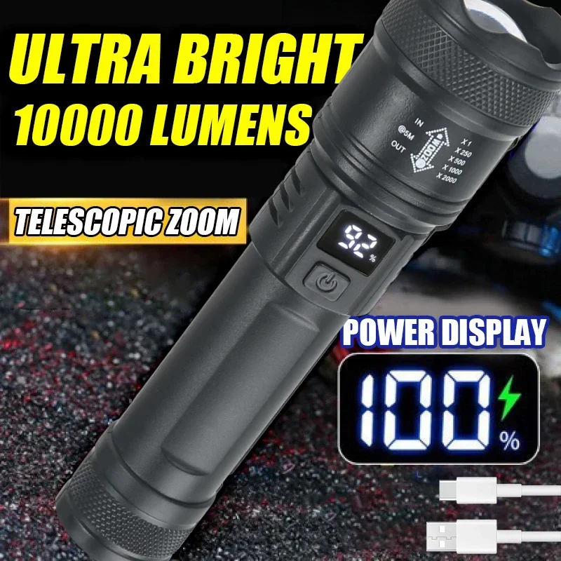 9900LM Powerful LED Flashlight - Outdoor Usb Power Bank ulasan dan harga
