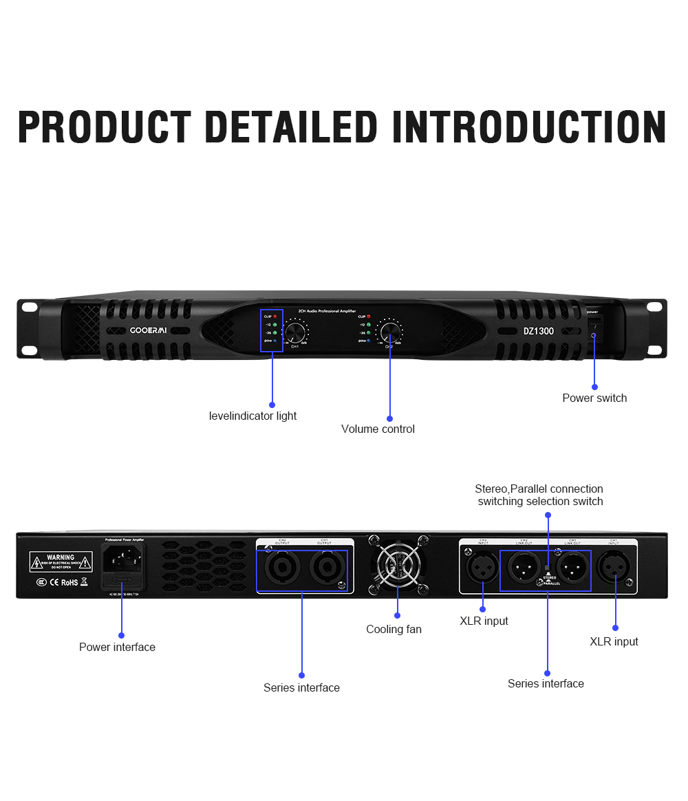 Gooermi DZ1300 1U Class D Powe - Outdoor Power Amplifier ulasan dan harga
