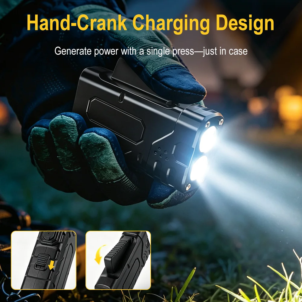 BORUIiT Hand Crank EDC LED Fla - Outdoor Power Supply ulasan dan harga