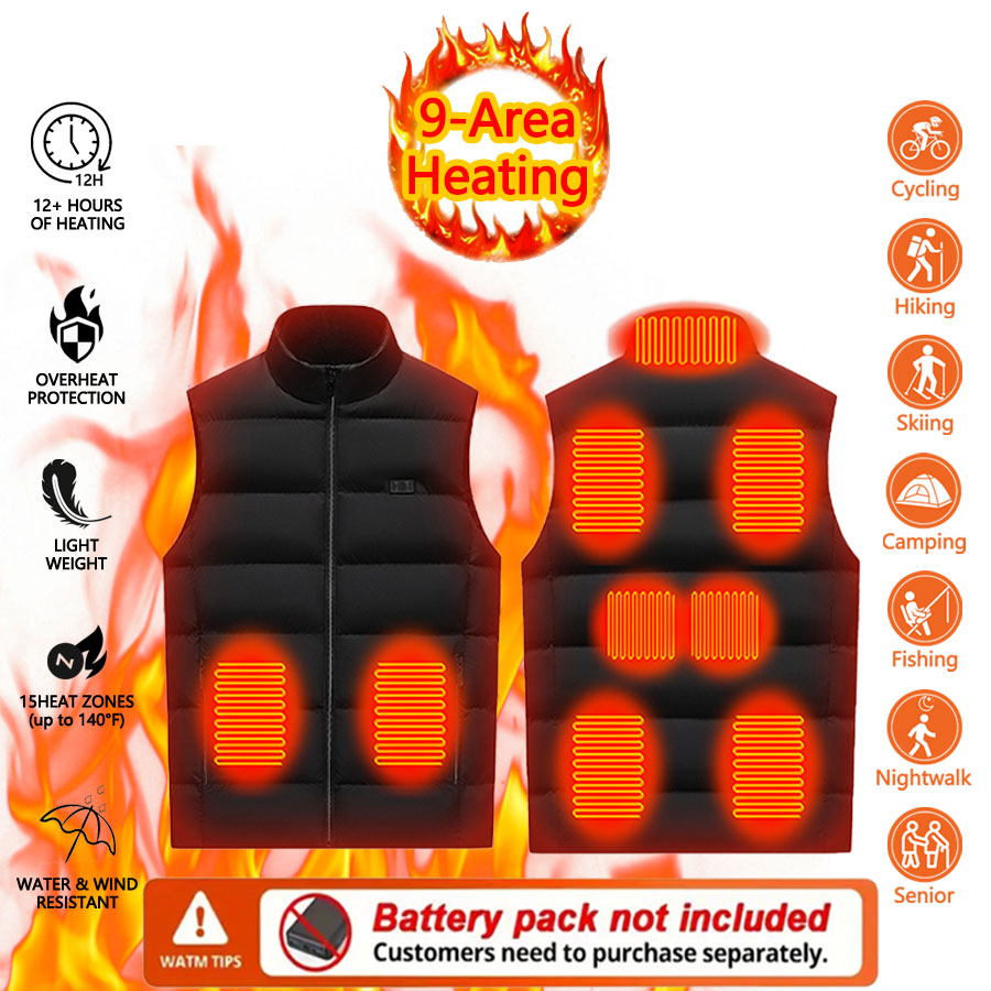 9 Area Heating Vest Men Women  - Outdoor Powerbank ulasan dan harga
